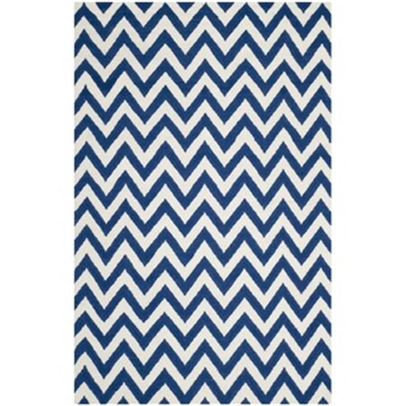 Safavieh 8 ft. x 10 ft. Large Rectangle Contemporary Dhurries- Dark Blue and Ivory- Hand Woven Rug DHU557K-8